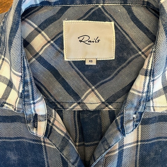 Rails Revolve Hunter Ocean Wash Cloud Plaid Flannel Button Down Shirt Womens XS - Picture 7 of 11